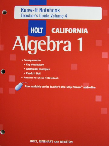 (image for) Holt California Algebra 1 Know-It Notebook TG Volume 4 (CA)(P)