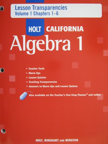 (image for) Holt California Algebra 1 Lesson Transparencies Volume 1 (P)