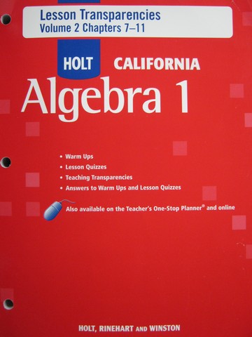 (image for) Holt California Algebra 1 Lesson Transparencies Volume 2 (P)