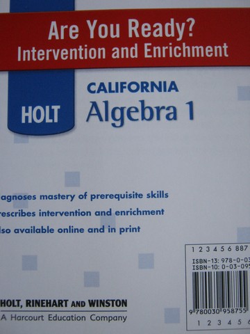 (image for) California Algebra 1 Are You Ready? Intervention (CA)(CD)