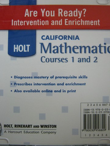 (image for) California Mathematics Courses 1&2 Are You Ready? (CD)