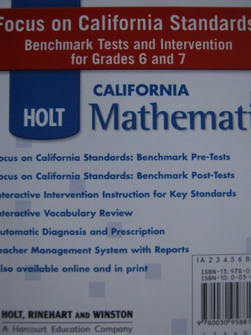(image for) California Mathematics Courses 1&2 Benchmark Tests (CA)(CD)