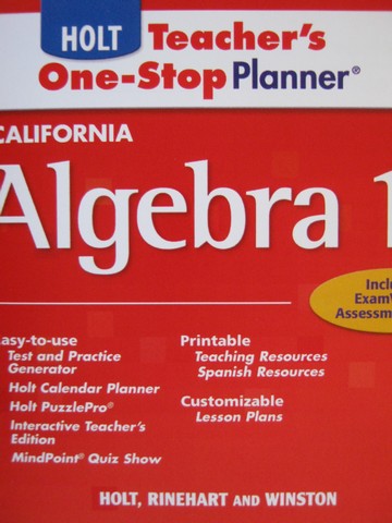 (image for) California Algebra 1 Teacher's One-Stop Planner (CA)(CD) - Click Image to Close