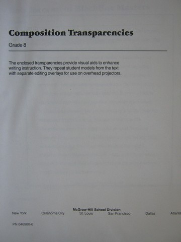 (image for) McGraw-Hill English 8 Composition Transparencies (Pk)