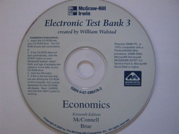 (image for) Economics 16th Edition Electronic Test Bank 3 (CD)
