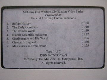 (image for) Western Civilization Video Series Tape 1 of 2 (VHS)
