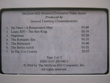 (image for) Western Civilization Video Series Tape 2 of 2 (VHS)