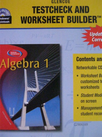 (image for) Algebra 1 Testcheck & Worksheet Builder (CD)