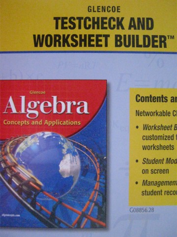 (image for) Algebra Concepts & Applications Testcheck & Worksheet (CD)