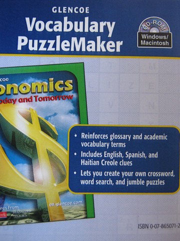 (image for) Economics Today & Tomorrow Vocabulary PuzzleMaker (CD)