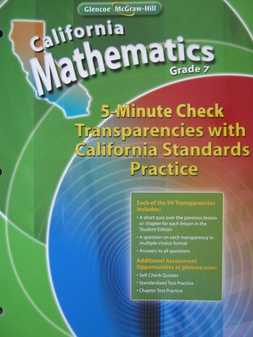 (image for) California Mathematics 7 5-Minute Check Transparencies (CA)(P)