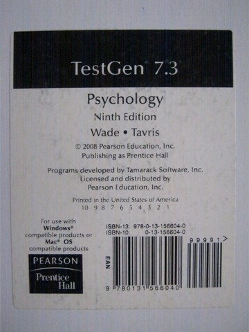(image for) Psychology 9th Edition TestGen 7.3 (CD)