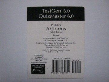 (image for) Preble's Artforms 8th Edition TestGen 6.0 QuizMaster 6.0 (CD)
