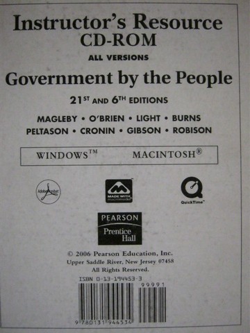 (image for) Government by the People 6th Edition IR CD (TE)(CD)