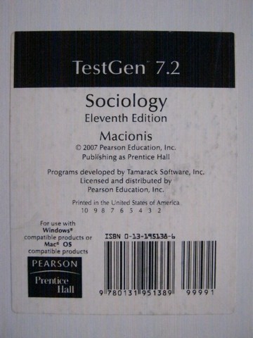 (image for) Sociology 11th Edition TestGen 7.2 (CD) by Macionis