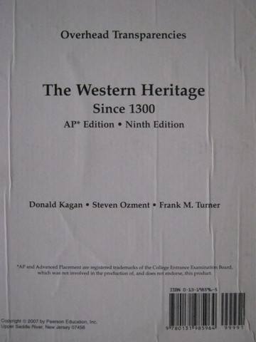 (image for) Western Heritage Since 1300 AP 9e Overhead Transparencies (Pk)