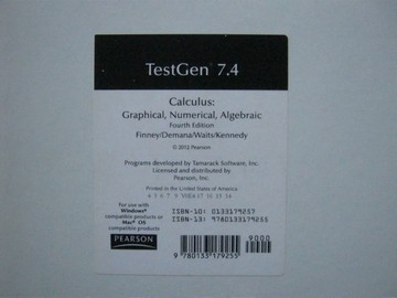 (image for) Calculus Graphical Numerical Algebraic 4e TestGen 7.4 (CD)