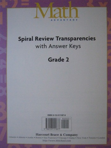 (image for) Math Advantage 2 Spiral Review Transparencies with Answers (Pk)