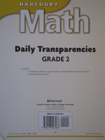 (image for) Harcourt Math 2 Daily Transparencies (Pk)