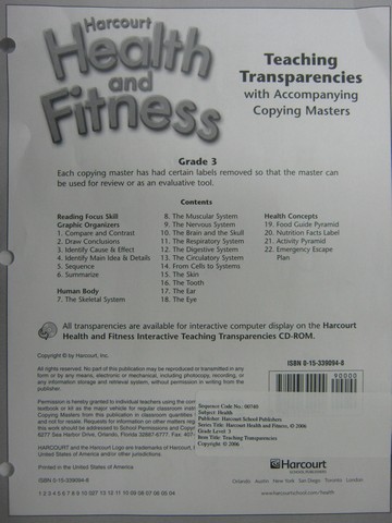 (image for) Harcourt Health & Fitness 3 Teaching Transparencies (Pk)