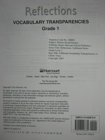 (image for) Reflections 1 Vocabulary Transparencies (Pk)