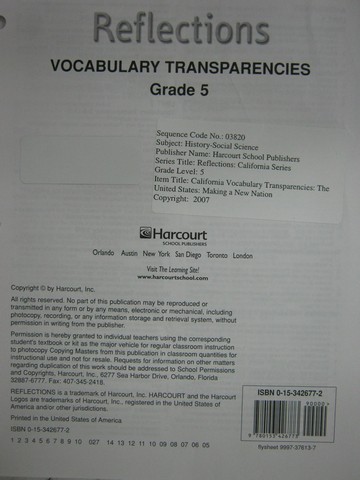 (image for) Reflections 5 Vocabulary Transparencies (Pk)