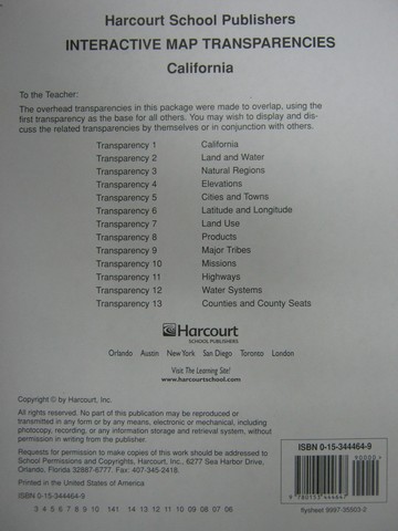 (image for) Harcourt Interactive Map Transparencies California (CA)(PK)
