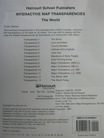 (image for) Harcourt Interactive Map Transparencies The World (PK)