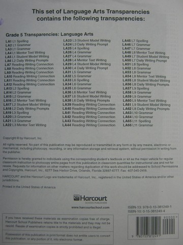 (image for) California Excursions 5 Language Arts Transparencies (CA)(Pk)
