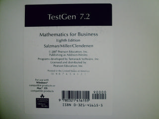 (image for) Mathematics for Business 8th Edition TestGen 7.2 (CD)