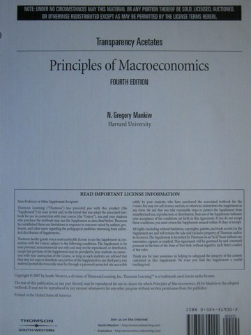 (image for) Principles of Macroeconomics 4e Transparency Acetates (Pk)