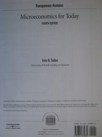 (image for) Microeconomics for Today 4e Transparency Acetates (Pk)
