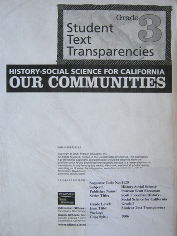(image for) History-Social Science for California 3 Text Transparencies (Pk)