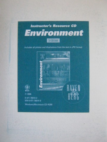 (image for) Environment 5th Edition Instructor's Resource CD V1.0 (TE)(CD)