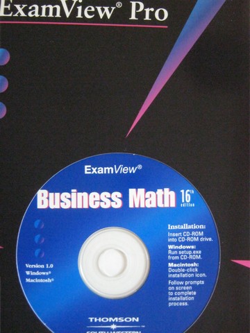 (image for) Business Math 16th Edition ExamView Pro (CD) by Schultheis,