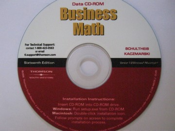 (image for) Business Math 16th Edition Data CD-ROM (CD) by Schultheis,
