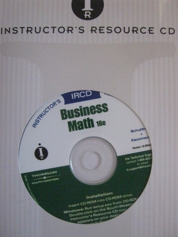 (image for) Business Math 16th Edition IR CD (TE)(CD)by Schultheis,