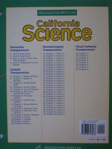 (image for) California Science 1 Teaching Transparencies (CA)(Pk)