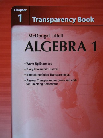 (image for) Algebra 1 Chapter 1 Transparency Book (P) by Larson, Boswell