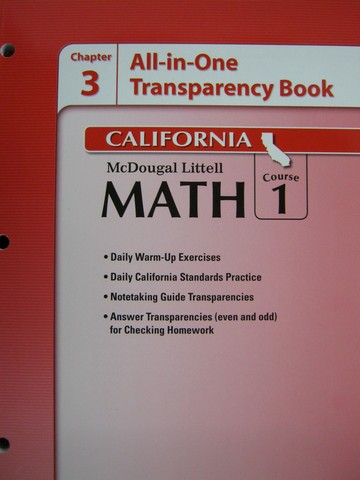 (image for) ML Math Course 1 Chapter 3 All-in-One Transparency Book (CA)(P)