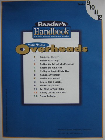 (image for) Reader's Handbook 9-12 Social Studies Overheads (Pk) - Click Image to Close