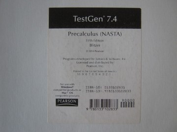 (image for) Precalculus (NASTA) 5th Edition TestGen 7.4 (CD)