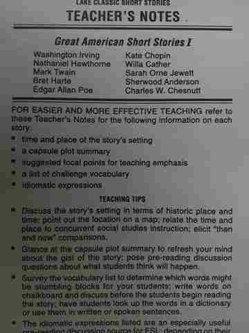 (image for) Great American Short Stories 1 Teacher's Notes (TE)(P)