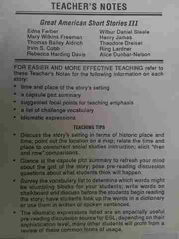(image for) Great American Short Stories 3 Teacher's Notes (TE)(P)