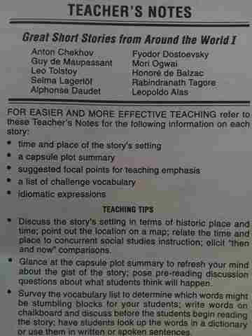 (image for) Great Short Stories from Around the World 1 Teacher's Notes (TE)(P)