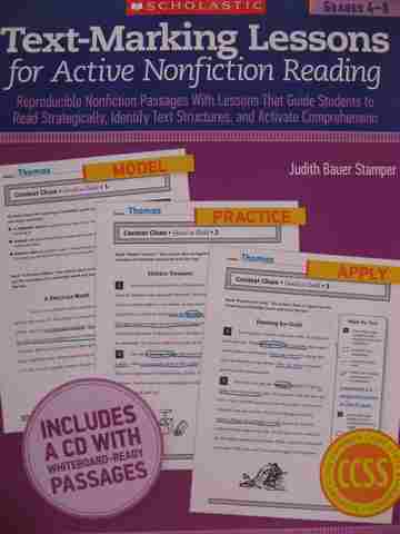 (image for) Text-Marking Lessons for Active Nonfiction Reading Grades 4-8 (P) by Judith Bauer Stamper