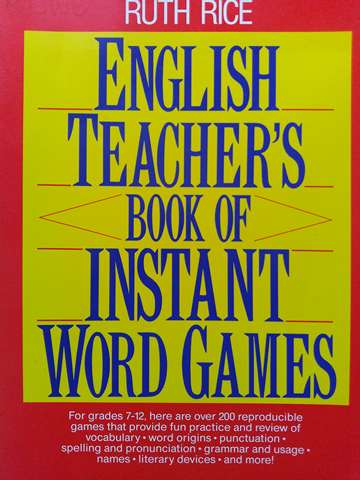 (image for) English Teacher's Book of Instant Word Games (P) by Ruth Rice