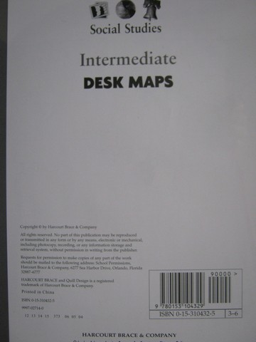 (image for) Harcourt Brace Social Studies Intermediate Desk Maps (PK)