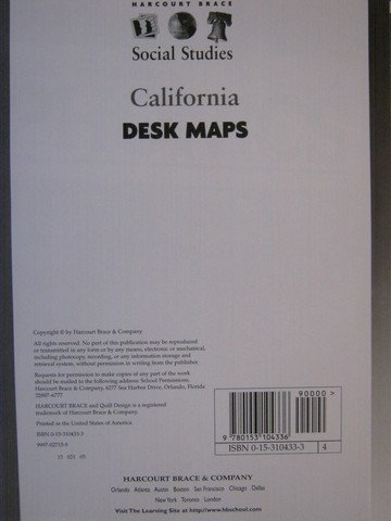 (image for) Harcourt Brace Social Studies California Desk Maps (PK)