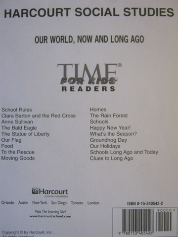 (image for) Time for Kids Readers K Our World Now & Long Ago (Pk)